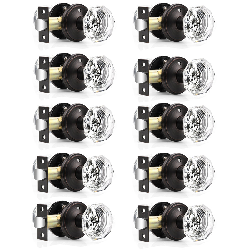 Probrico Crystal Privacy Door Knobs Keyless Lock with Round Rosette